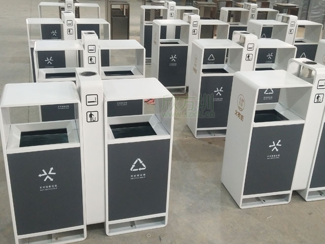 商场景区户外钢制分类垃圾桶-欣方圳钢制概念垃圾桶