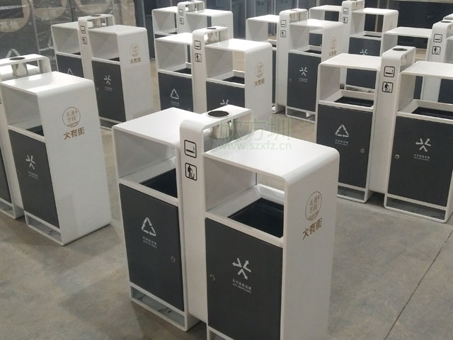 商场景区户外钢制分类垃圾桶-欣方圳钢制概念垃圾桶
