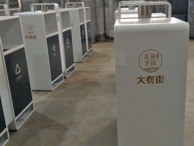商场景区户外钢制分类垃圾桶-欣方圳钢制概念垃圾桶