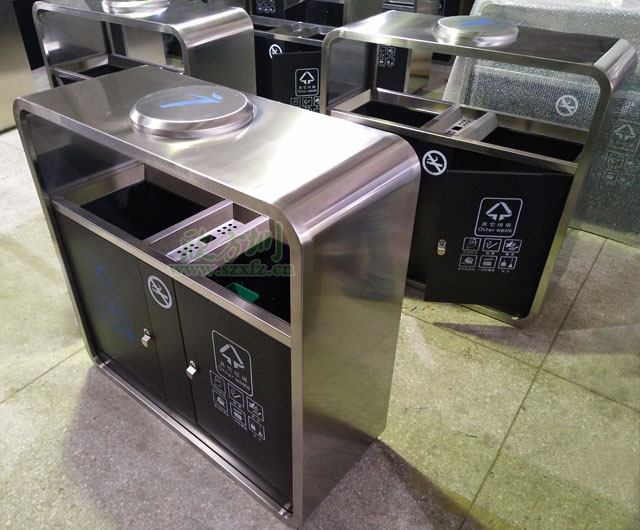 广州市政户外不锈钢烤漆垃圾桶欣方圳生产图